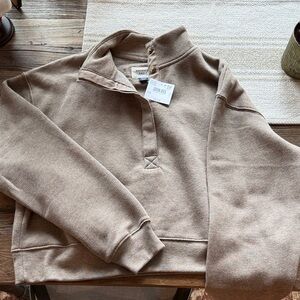 American Eagle Outfitters Tan Button-Up Sweater